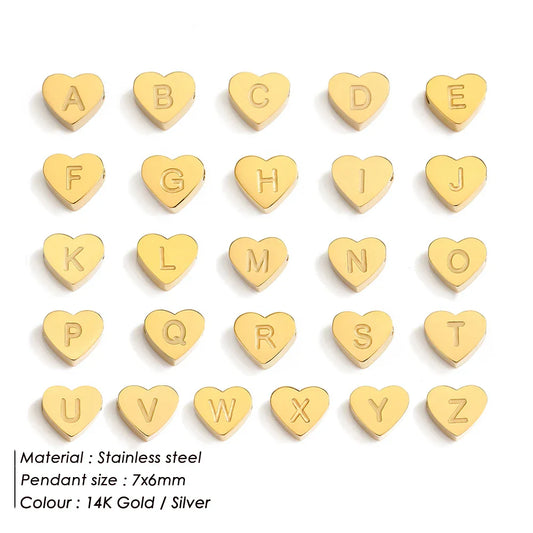 Initial Name Heart Shape Pendant For Necklaces Stainless Steel Necklace for Women Bracelet Make Earrings Jewelry