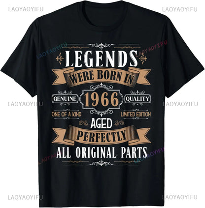 Vintage Legend Born in 1966 59th Birthday Tee 59 Years Old T-Shirt Custom Printed Graphic T Shirts Mens Clothing Ropa Hombre