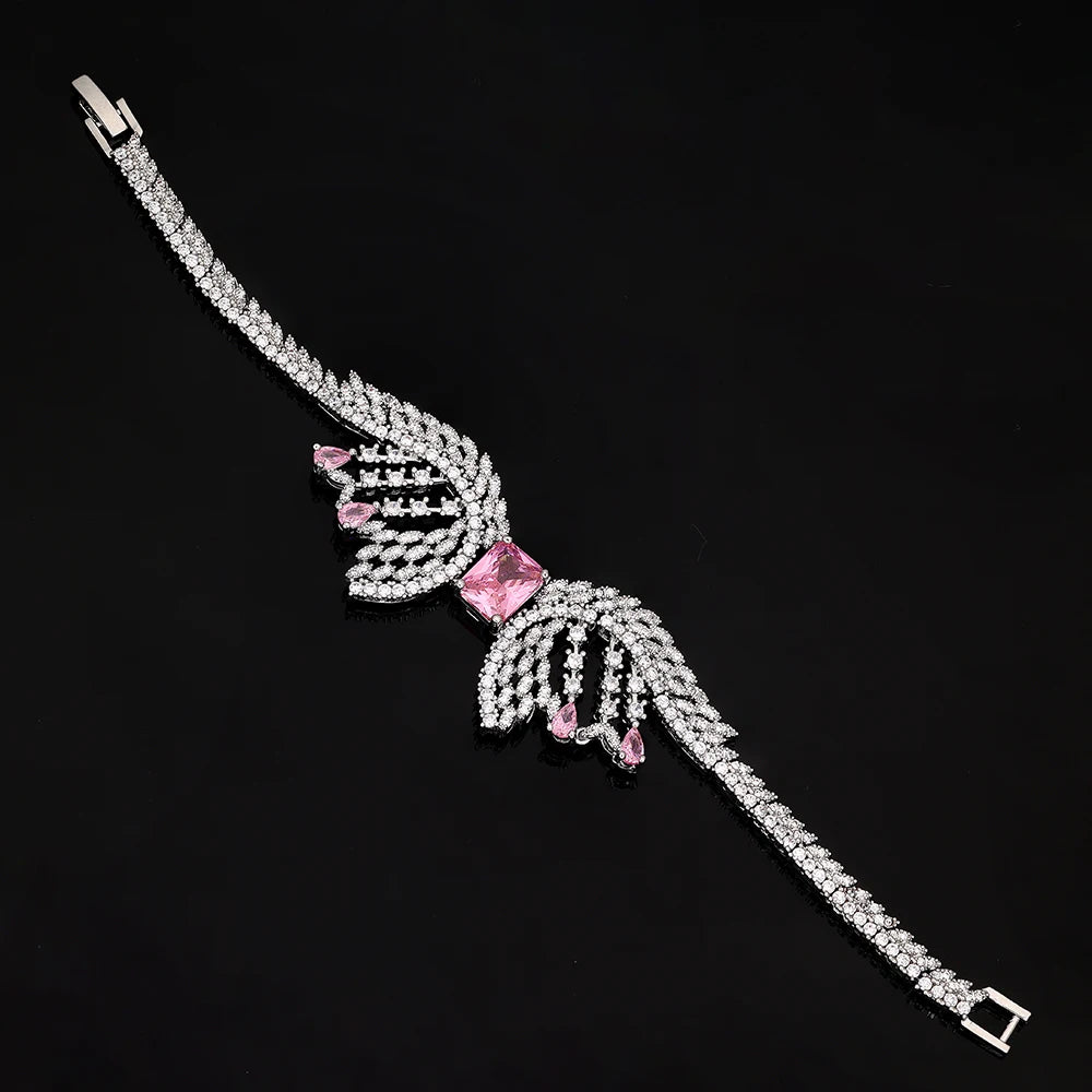 2025 Popular 4-piece Bridal Zirconia Full Set Women's Party Jewelry, Luxury Dubai Nigeria CZ Luxury Crystal Wedding Necklace Set