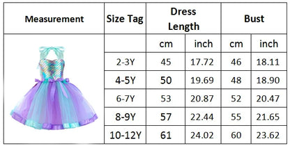 Girls Mermaid Tutu Dress Under the Sea Theme Birthday Party Halloween Cosplay Costumes with Flower Headband
