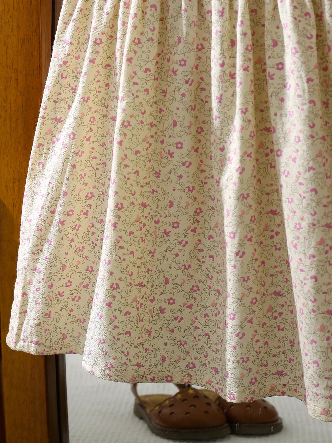 1-6Yrs Casual Summer Kids Girls Dress Floral Kids Clothes Ruffled Collar Purple Baby Girl Princess Dress New Flower Girl Dresses