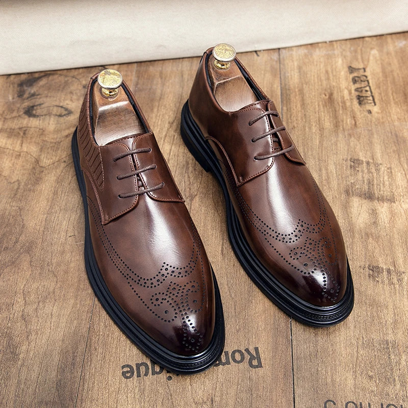 High Quality Mens Shoes 2026 New British Style High-End Leather Shoes Formal Business Wedding Groom Derby Shoes Hot Selling Shoe