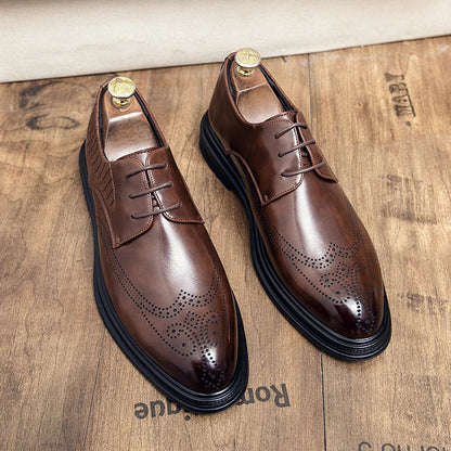 High Quality Mens Shoes 2026 New British Style High-End Leather Shoes Formal Business Wedding Groom Derby Shoes Hot Selling Shoe