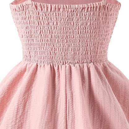 7-12 Years Teen Girls Dress Solid Color Sling Tiered Sleeveless Princess Dress For Kids Children Birthday Present Clothes