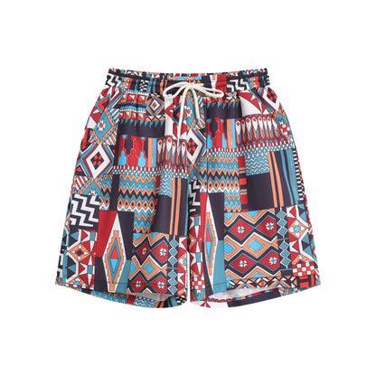 Men's Summer Elastic Digital Print Plaid Beach Board Shorts Men Checkered Beach Short Pants for Vacation
