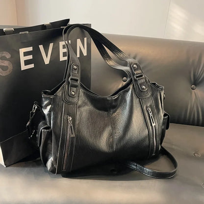 Daily Business Commuting Large Capacity Tote Hand Bags Soft Pu Leather Shoulder Bags for Women Zipper Women's Handbags Quality