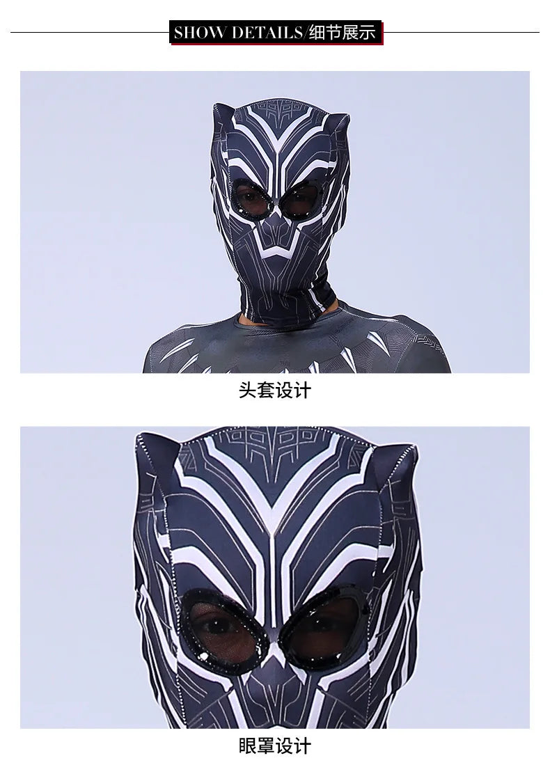 Anime Superhero Black Panther Men Adult Jumpsuits Panther Cosplay Halloween Costume Bodysuits Dress Up New