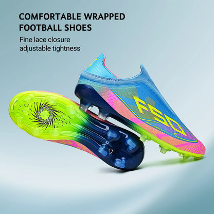 AG/FG Firm Ground Soccer Cleats for Men Women Kids Youth PU Fabric Rubber Sole Non-Slip Wear-Resistant Training Boots