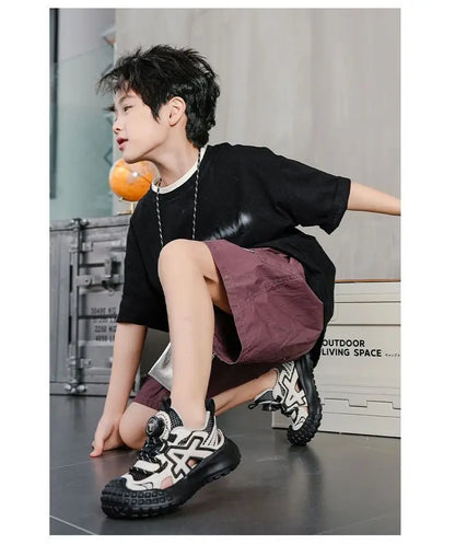Boys Girls Sports Sandals Rotating Button Students Sneakers Hollowed-out  Summer New Students Running Shoes Mesh Breathable