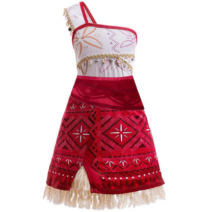 Holiday Party Birthday Gift Girls Cosplay Elsa White Snow Moana Princess Dress Summer Casual Dress + Accessories Set