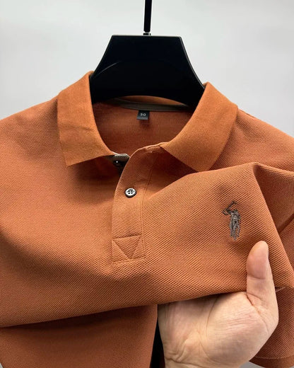 100% pure cotton high-end brand men's short sleeve polo shirt summer fashion customization horse embroidery classic Paul T-shirt