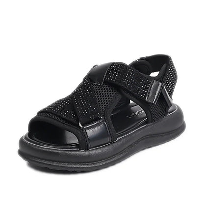 Summer Girls New Sandals Breathable Mesh Children's Causal School Sandals Simple Fashion Kids Beach Platform Sandals Open-toe