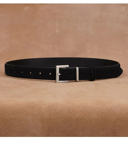 New Luxury Double Genuine Leather Belt for Women Jeans Casual Dress Square Alloy Buckle Ladies Trendy Belts Fashion Waistband