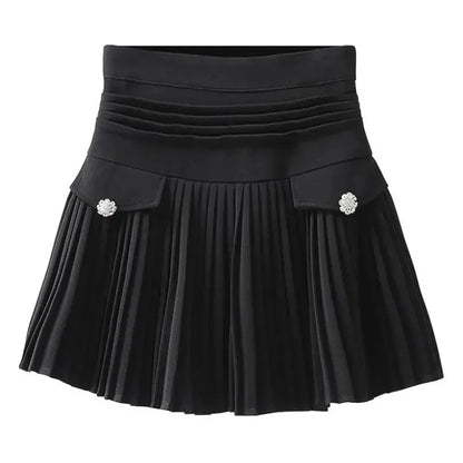Fashions White Pleated Skirt Women High Waist Skater Skirt Female Korean A-Line High Fashion Casual Short Skirt Women Bottoms