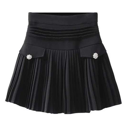 Fashions White Pleated Skirt Women High Waist Skater Skirt Female Korean A-Line High Fashion Casual Short Skirt Women Bottoms
