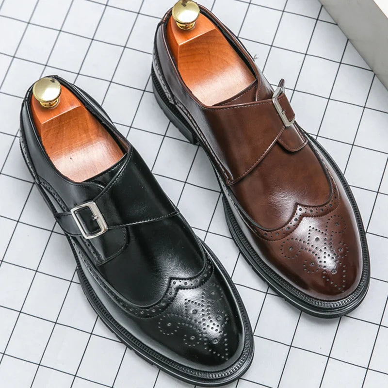 Fashion Formal Wedding Shoes Men Trend Casual Business Leather Shoes For Men High Quality Social Brogues Leather Shoes Male