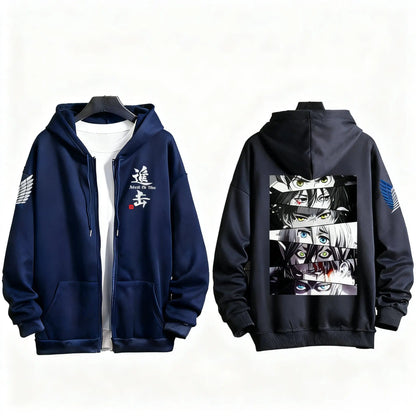 Japanese Anime Print Zip Up Hoodie Men Women Sweatshirt Streetwear Oversized Casual Long Sleeve Jacket Cosplay Spring Autumn New