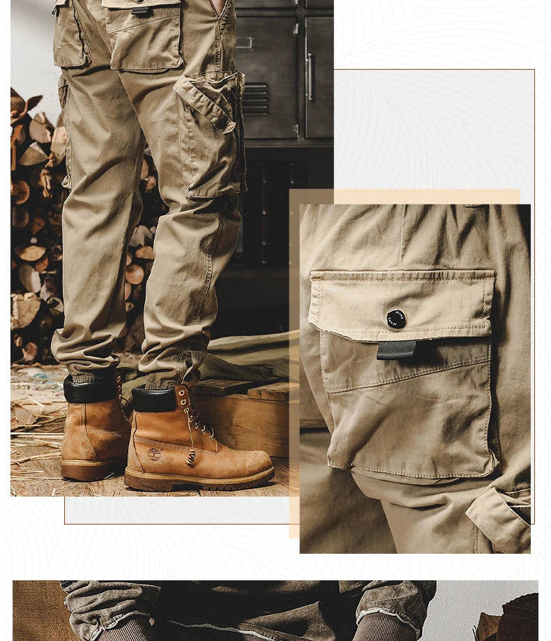 Autumn Men's Cargo Pants New Multi-Pocket Tactical Casual Pants Straight Leg Fashion Tactical Trousers Elastic Waist Cargo Pants