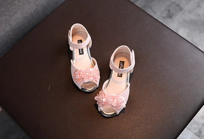 Girls Rhinestone Flower Shoes Low Heel Flower Wedding Party Dress Pump Shoes Princess Shoes For Kids Toddler