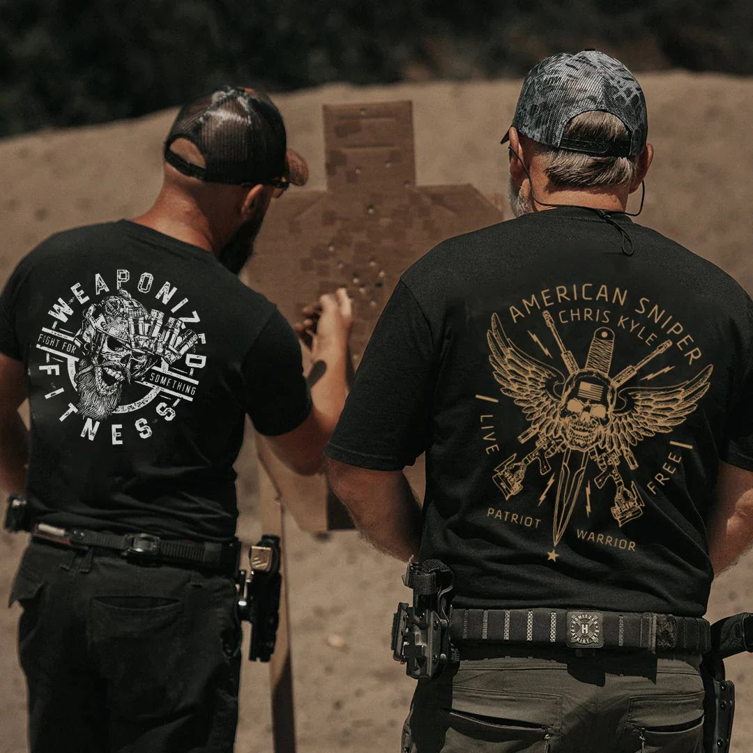 Summer New Military Wind Tough Guy Wind Wings Skull Printing Crew Neck Short Sleeve T-Shirt Tough Guy Clothing