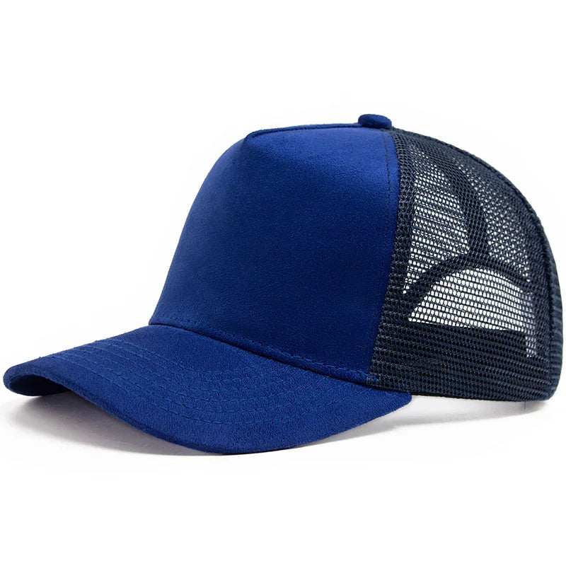 Spring Summer Suede 5 Panel Mesh Baseball Cap Big Head Unisex Trucker Hat Men And Women Sport Snapback Caps Leisure Gorros