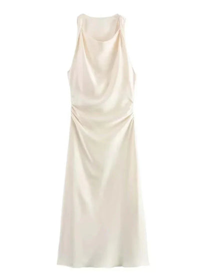 Satin Long Dresses for Women 2026 Summer Slip Midi Dress Woman Sexy Evening Party Dress Sleeveless Female Elegant Dresses