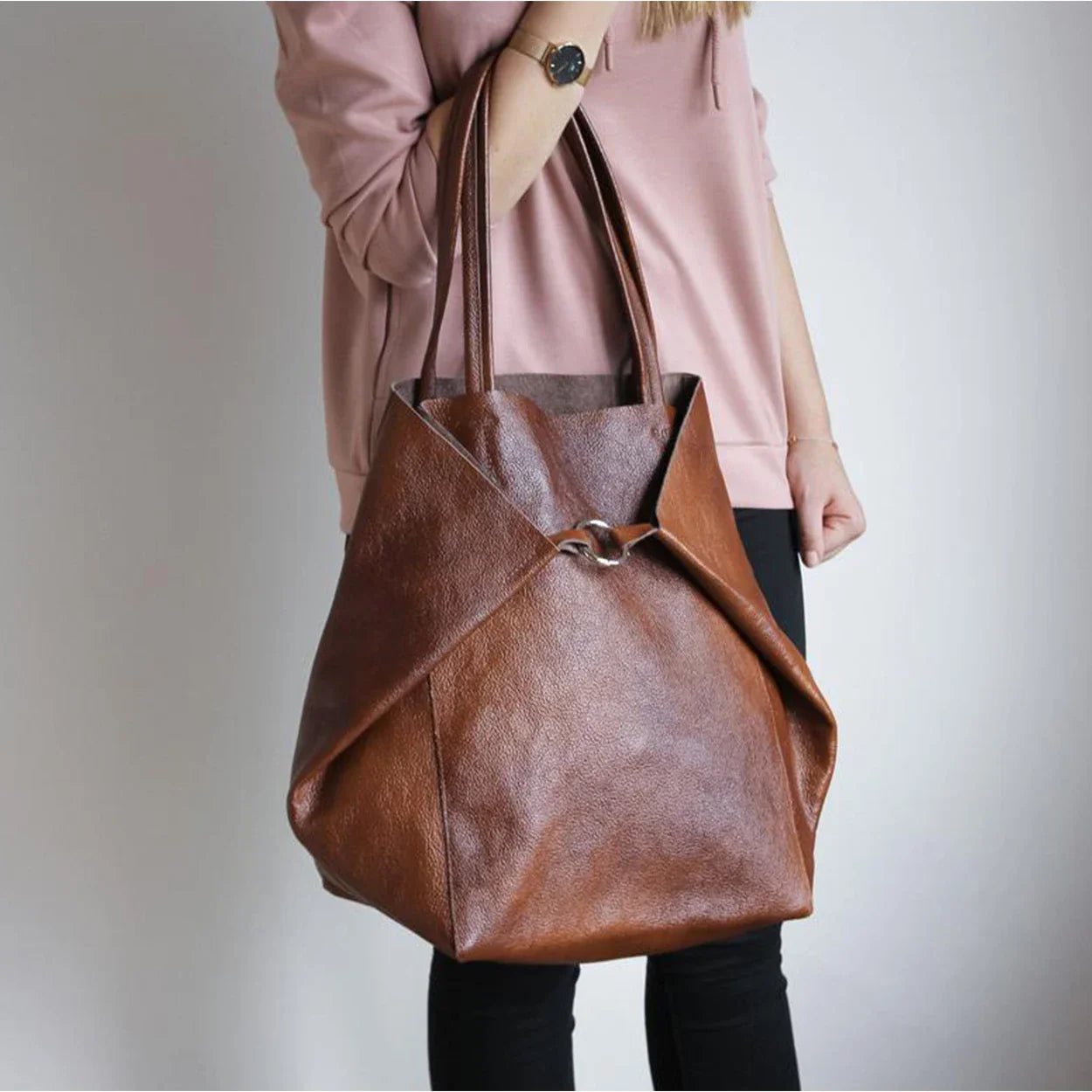 Retro 2 Set Bag Shoulder Bags High Capacity Tote Bags Metal Button Handbags Solid Color Multifunction Beach Bag For Ladies