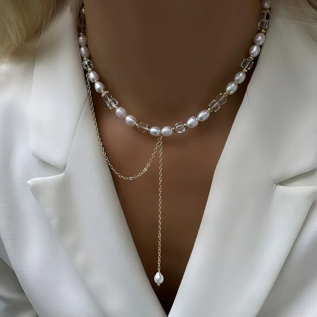 New Irregular Choker Vintage Tassels Zircon Heart Pendant Necklace For Women Female Geometric Baroque Transparent Crystal Chain