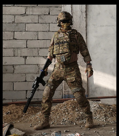 2025 New Multicam Pants with Knee Pads Men Tactical Combat Cargo Camouflage Trousers Hunting Quick Dry Breathable Sport Pants