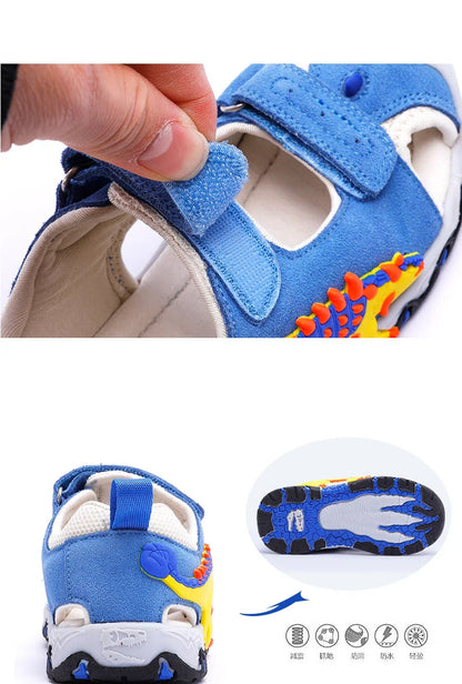 LED Children Sandals Summer Boys Girls Genuine Leather Luminous Sole Light Up 2023 Kids Outdoor Casual Beach Shoes