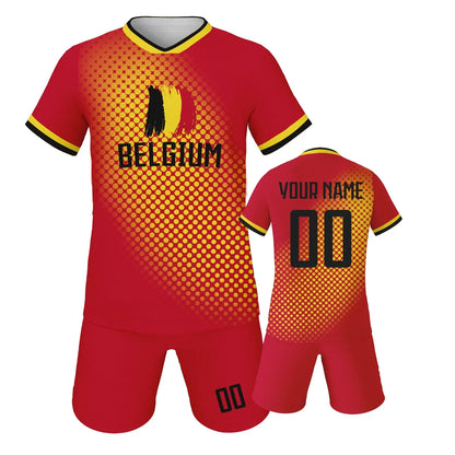 Belgium Customized Football Jersey for Kids Boys Soccer Jersey Set Personalized Summer Football Uniforms Girls Tracksuit 3-14Y