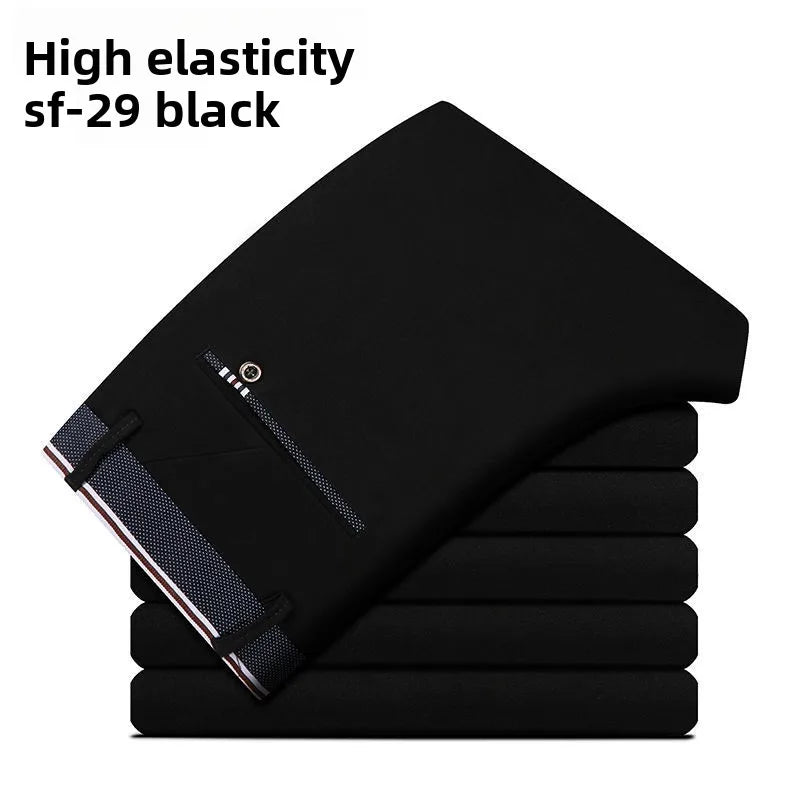Men's Travel Dress Pants Stretch, No Iron Required Business Trousers, British Classic Slim Fit Lightweight Office Work Pants