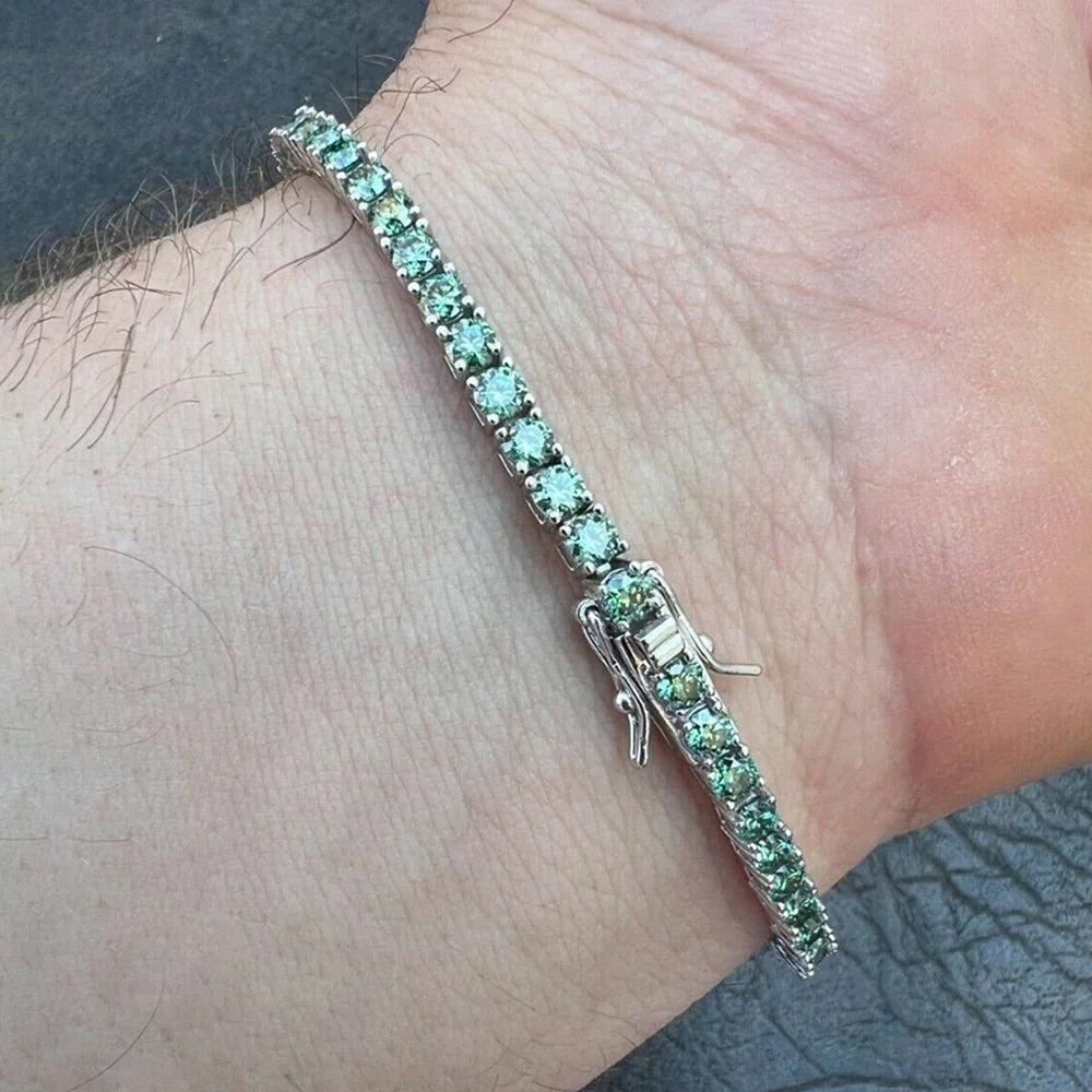 Certified Green Moissanite Tennis Bracelet for Women 925 Silver Plated 18K Gold 3/4/5/6.5mm Diamond Bracelets Fine Jewelry