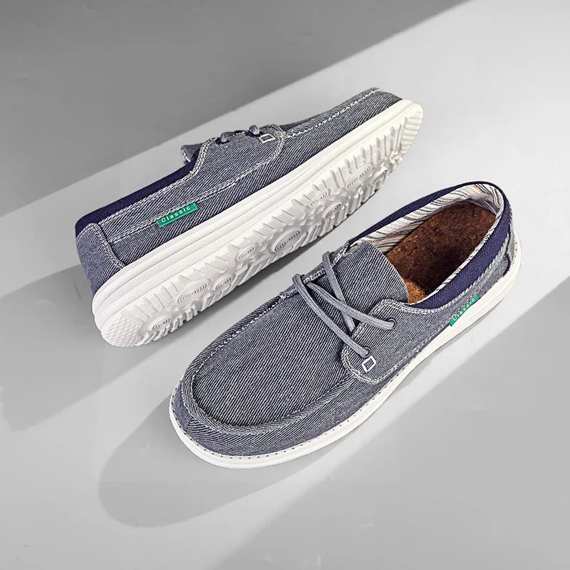 Men's Canvas Shoes Retro Loafers Lightweight Flats Leisure Footwear Male Summer Moccasin Men Casual Business Shoe