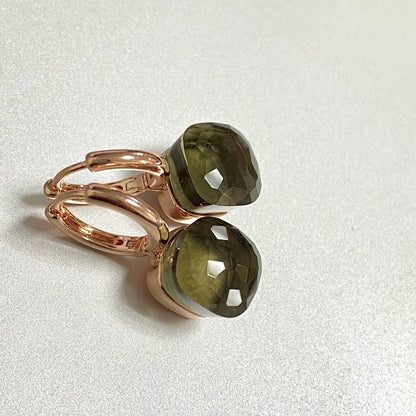 Classic Earrings For Women Amethyst Crystal Earrings Copper With Gold Plated Square Candy Colors Earrings Fashion Jewelry