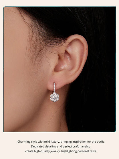 1CT Moissanite Ear Buckles 925 Sterling Silver Hoop Earrings for Women D Color VVS1 EX Lab Diamond Wedding Jewelry