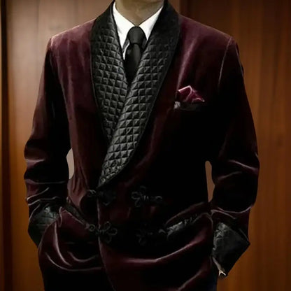 1 Piece Long Men Suit Jacket for Wedding 2024 Shawl Lapel Velvet Smoking Suit Blazer for Dinner Party Coat Ready to Ship