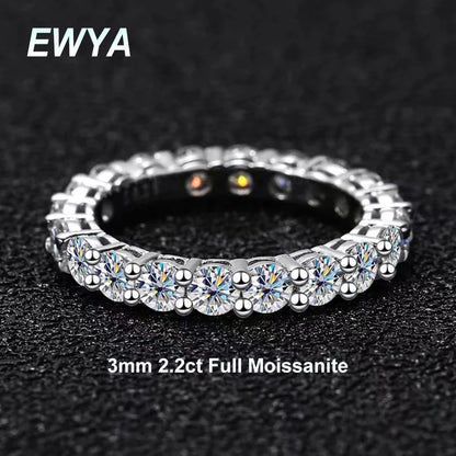 Luxury 2.2cttw 3mm Moissanite Full Enternity Diamond Engagement Ring For Women S925 Silver Wedding Band Rings Fine Jewelry