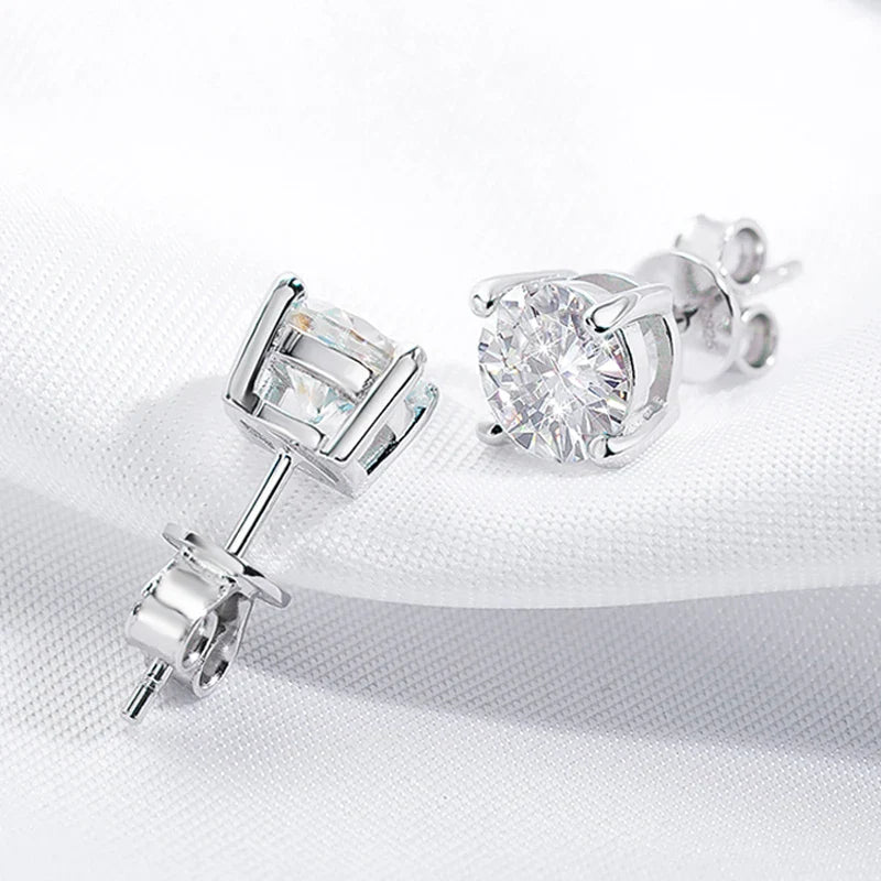 0.1-3CT Test Passed Moissanite Studs Earrings for Men Women S925 Silver Platinum Plated Bride Wedding Lab Diamond Studs