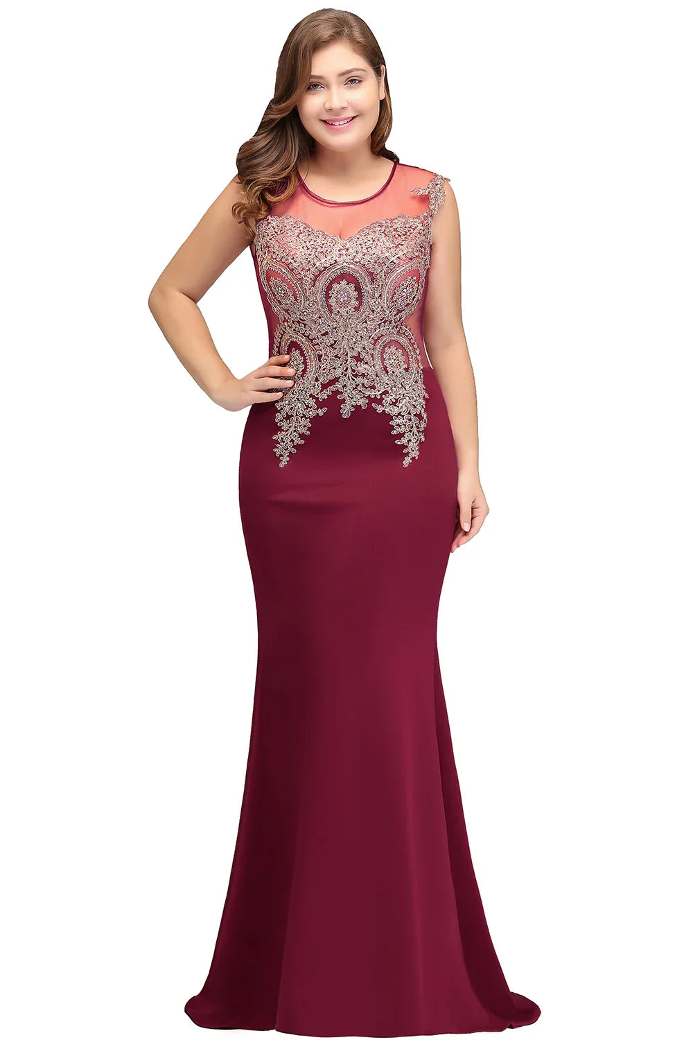 BABYONLINE In Stocks Luxury Beads Mermaid Evening Dresses Royal Blue Appliques Sheer Bodice Prom Party Dresses Robe de Soiree