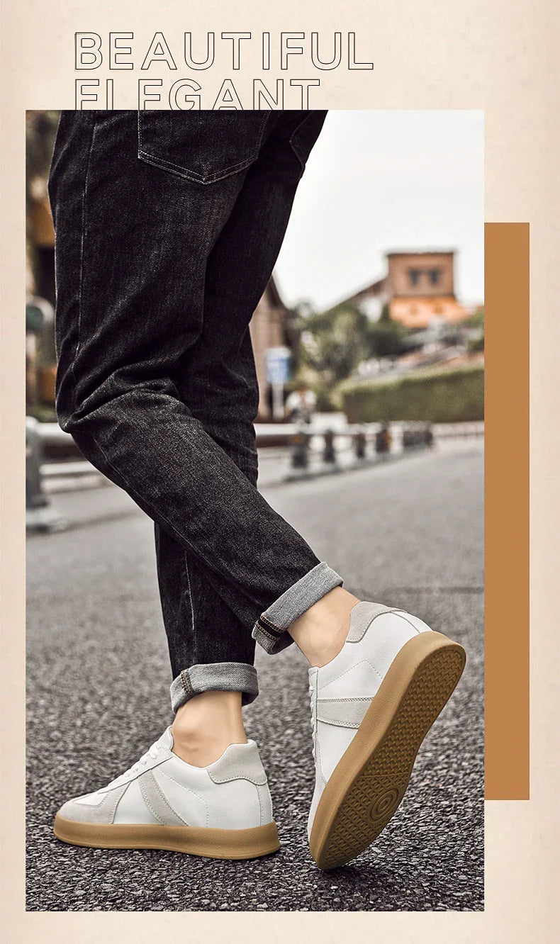 Invisible Height-Increasing Shoes 8cm German Training Shoes for Men, Summer Breathable Casual Sneakers, Genuine Leather Retro Versatile Forrest Gump Shoes 6cm