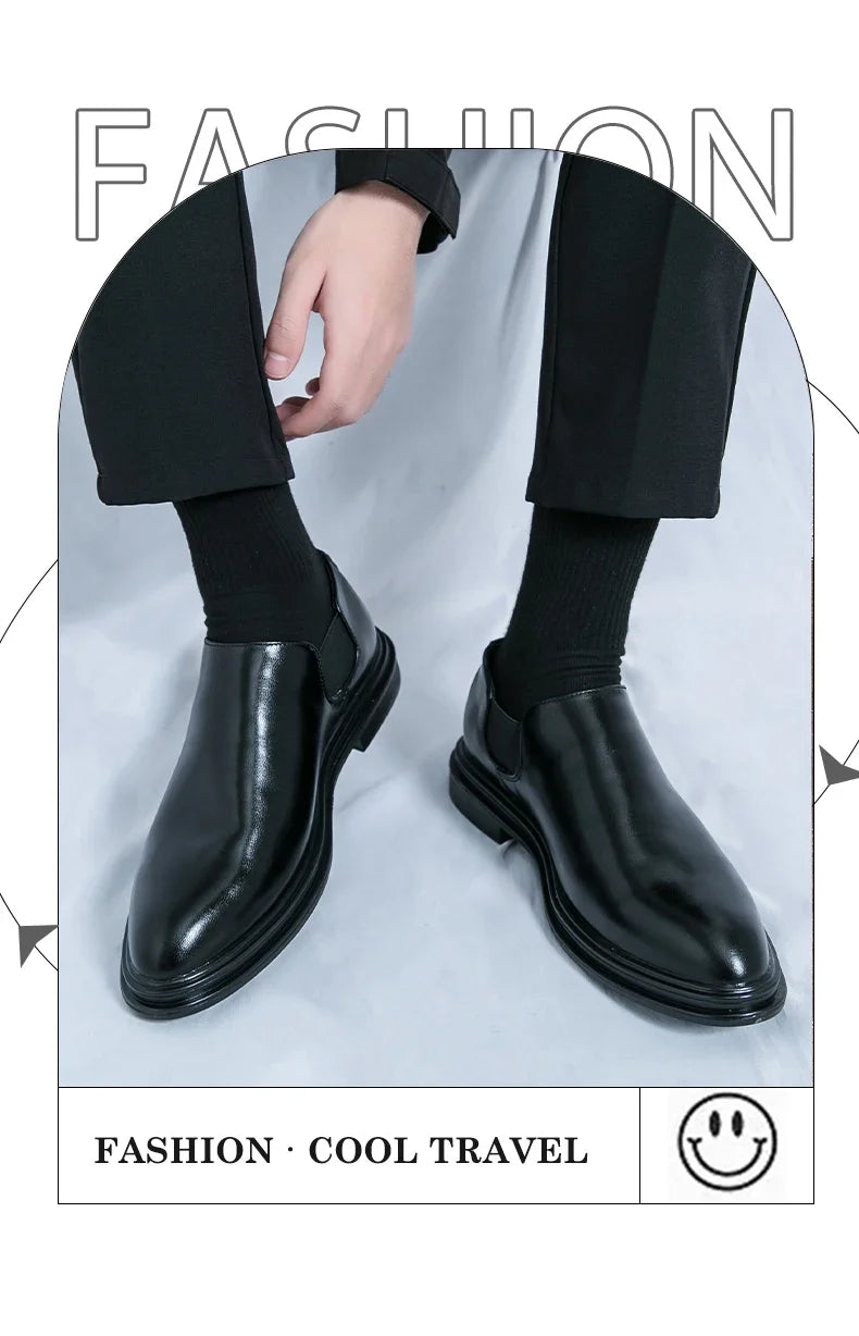 Men's riding boots British low-top short leather boots men's business formal leather shoes genuine leather casual Chelsea boots