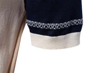 2025 Men's Breathable Striped Contrast Panel Polo Shirt - Lightweight Summer Casual Knit Top with Mesh Inserts