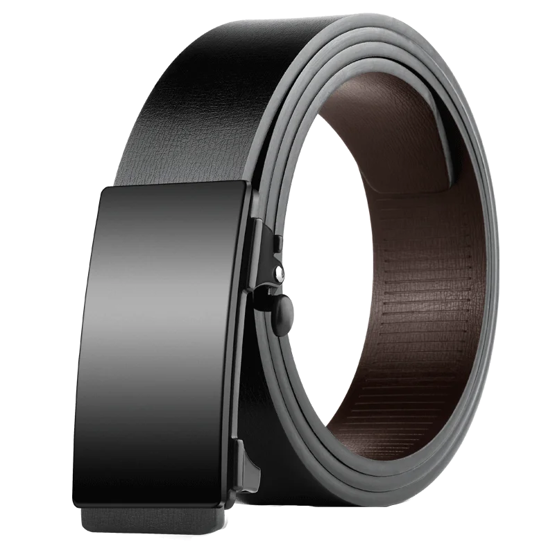 Men Leather Belt Black Metal Toothless Automatic Buckle Business Casual PU Leather Men's Fashion High Quality Belt