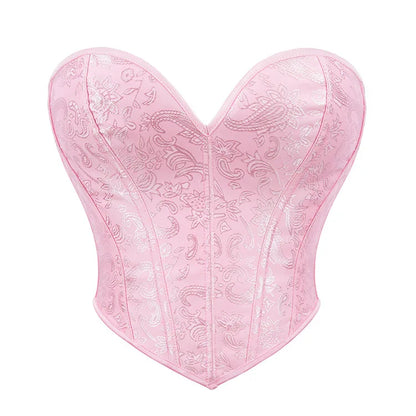 Women Fashion Corset Crop Top Lace Up Brocade Overbust Bustiers Body Shaper Lingerie Sexy Woman Push Up Corselet