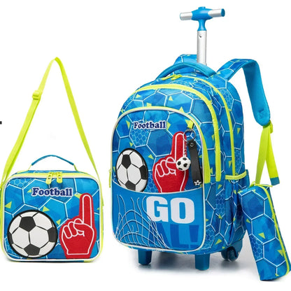 Children's Wheeled Backpack Bag Set with Lunch Box School Rolling Backpack Bag with Wheels School Trolley Backpack Bag for Girls