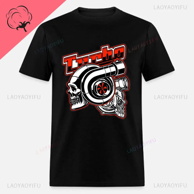 New Boost Turbo Engine Printing T-Shirt Car Parts Funny Mechanic Cotton Teemen 2024 Summer Fashion Top Personality Mans Clothing