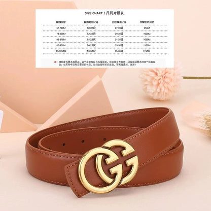 Ladies genuine leather belt, versatile decoration for business and casual wear, simple and fashionable, with a high-end feel.