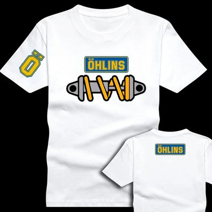 Tees Men Ohlins Shock Suspension Car Motorcycle Sport Racing T Shirt Summer Casual Oversized men's Short sleeve