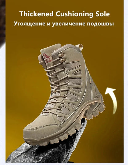 New Men's Boots Fashion Outdoor Men Hiking Boots High Top Breathable Men Desert Combat Ankle Boots Non-slip Motorcycle Boots